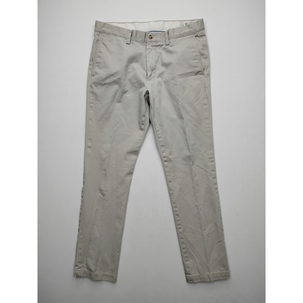Polo Ralph Lauren Pants Mens 33x32 Chino Slim Fit Stretch Beige Flat Front Prep